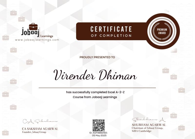 Advanced Excel Certification